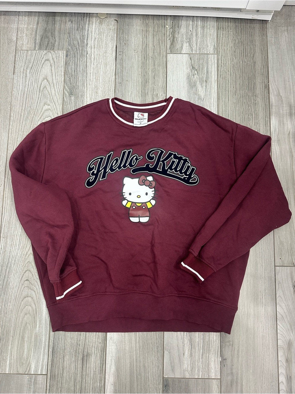 Sanrio Hello Kitty Maroon Pullover Sweatshirt with White Trim